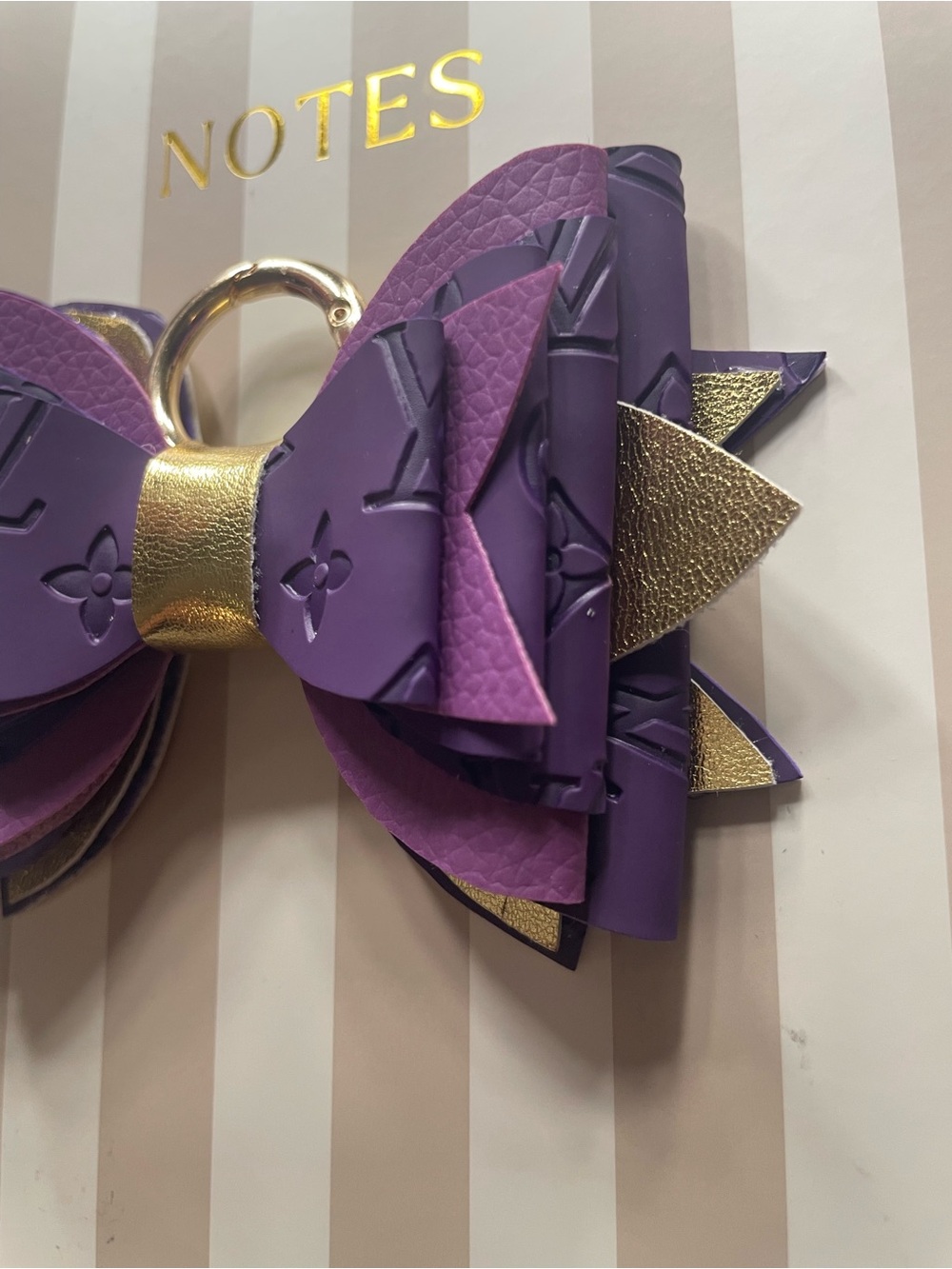Large Purple Layered keychain bow - Picture 3 of 4